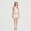 The Blairy Dress - Asymmetric Halter Drop-Waist Mini Dress in Ivory by Lumie Concepts 1

