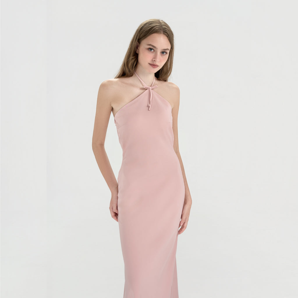 LILA – Halterneck Silk Maxi Dress