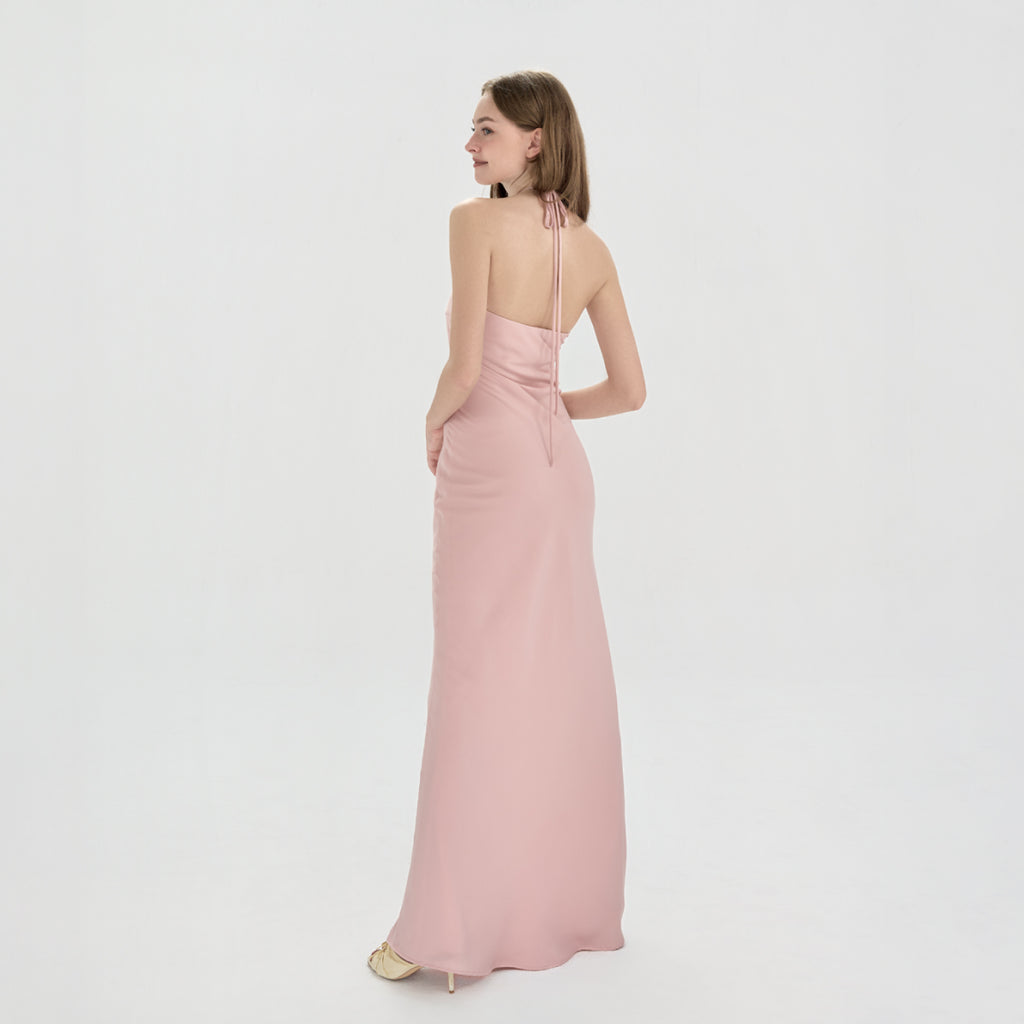 LILA – Halterneck Silk Maxi Dress